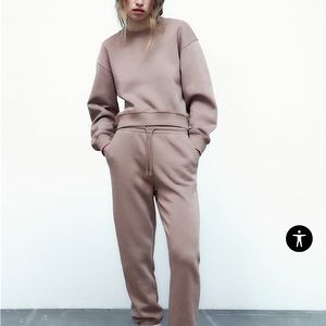 Zara two-piece jogger sweat set - chocolate - size small